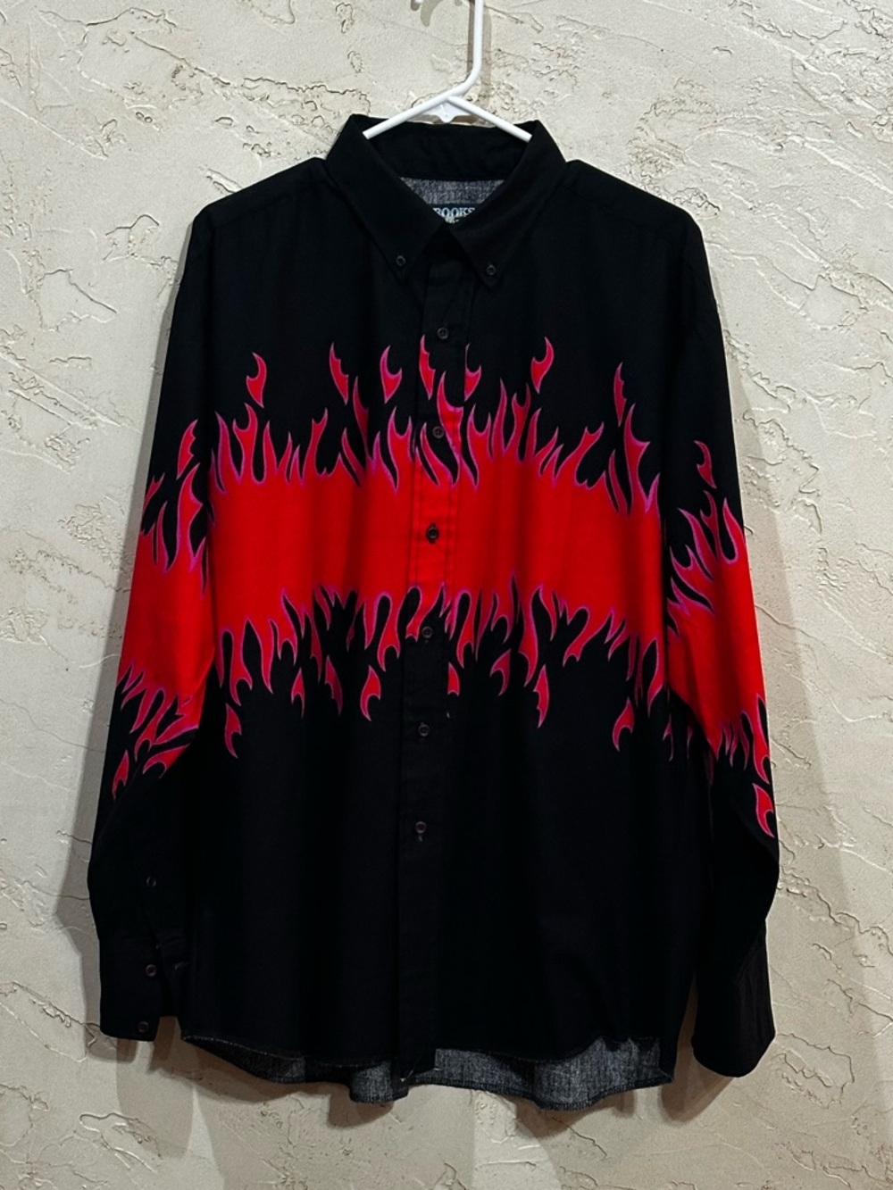 1990s Vintage Brooks & Dunn Flames Men’s Shirt Panhandle Slim sz 17.5 x 35 (XL)